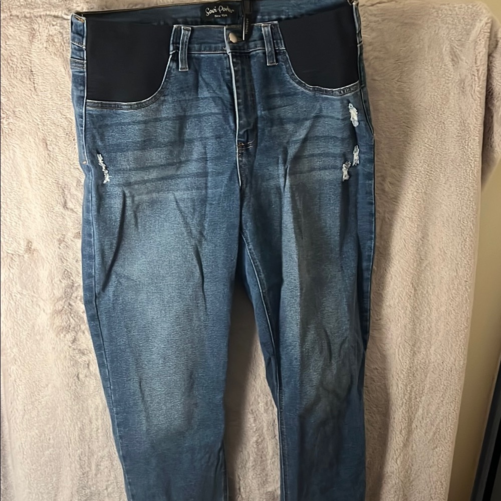 Maternity Blue Distressed Jeans
